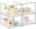 Stebopum 4 Pack Stackable Makeup Organizer, 4.4'' Tall Acrylic Bathroom Makeup by Stebopum