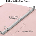 SKYDUE Pink 3 Ring Binder with Clipboard, 1 Inch Linen Binder - Image 6