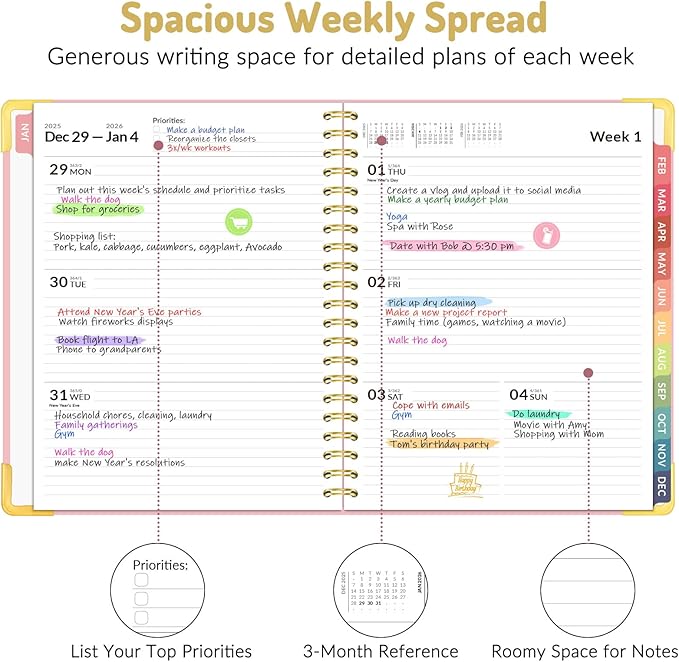 Forvencer 2026 Planner, Hardcover Calendar Planner Weekly and Monthly, Jan 2026 - Image 3