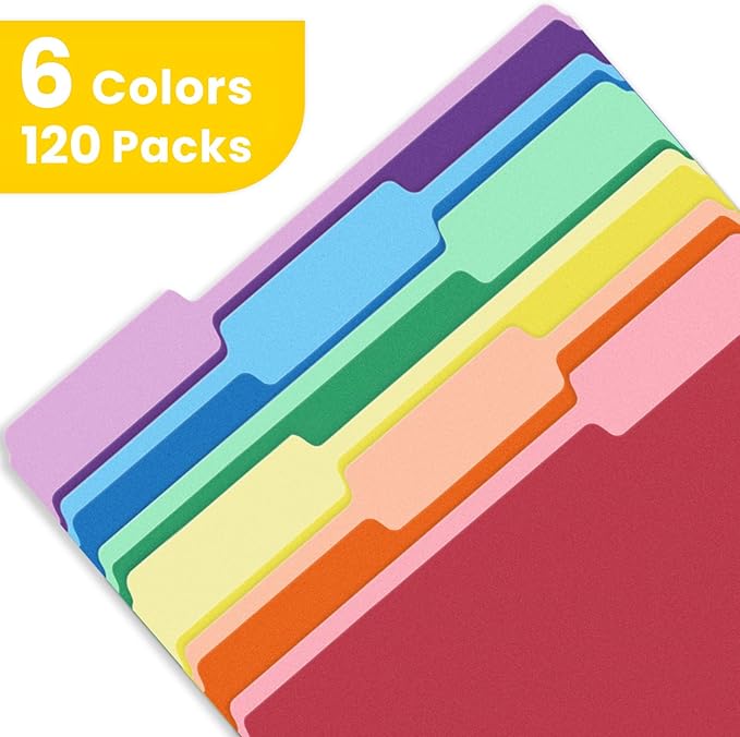 SUNEE File Folders, 120 Pack Manilla Folders 8.5 x 11, Colored File Folders - Image 3