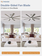 zmishibo 72” modern ceiling fan with light, remote shown in use