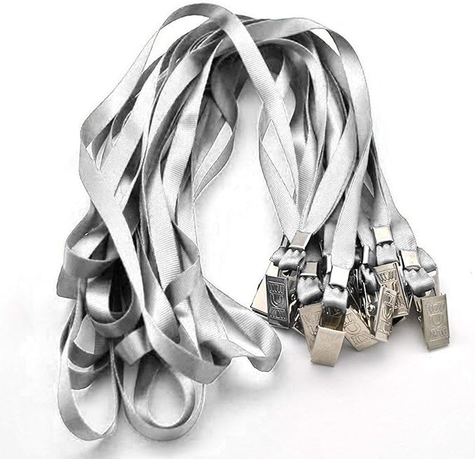 Beebel Gray Lanyards 100 Pack Nylon Flat Badge Lanyard - Image 3