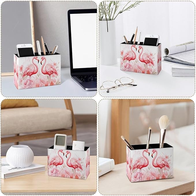 Famame Pink Flamingos Flowers Pencil Holder - Image 3