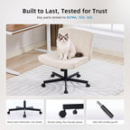 amseatec Criss Cross Office Chair with Wheels, Fabric Makeup Vanity Chair | Extra-deep 20.5" seat for cross-legged sitting. 330 lbs, SGS gas lift. 90-115° tilt, 360° swivel. Soft fabric, armless