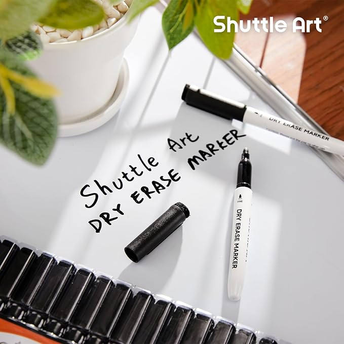 Shuttle Art Dry Erase Markers, 25 Pack Black Magnetic Whiteboard Markers - Image 7