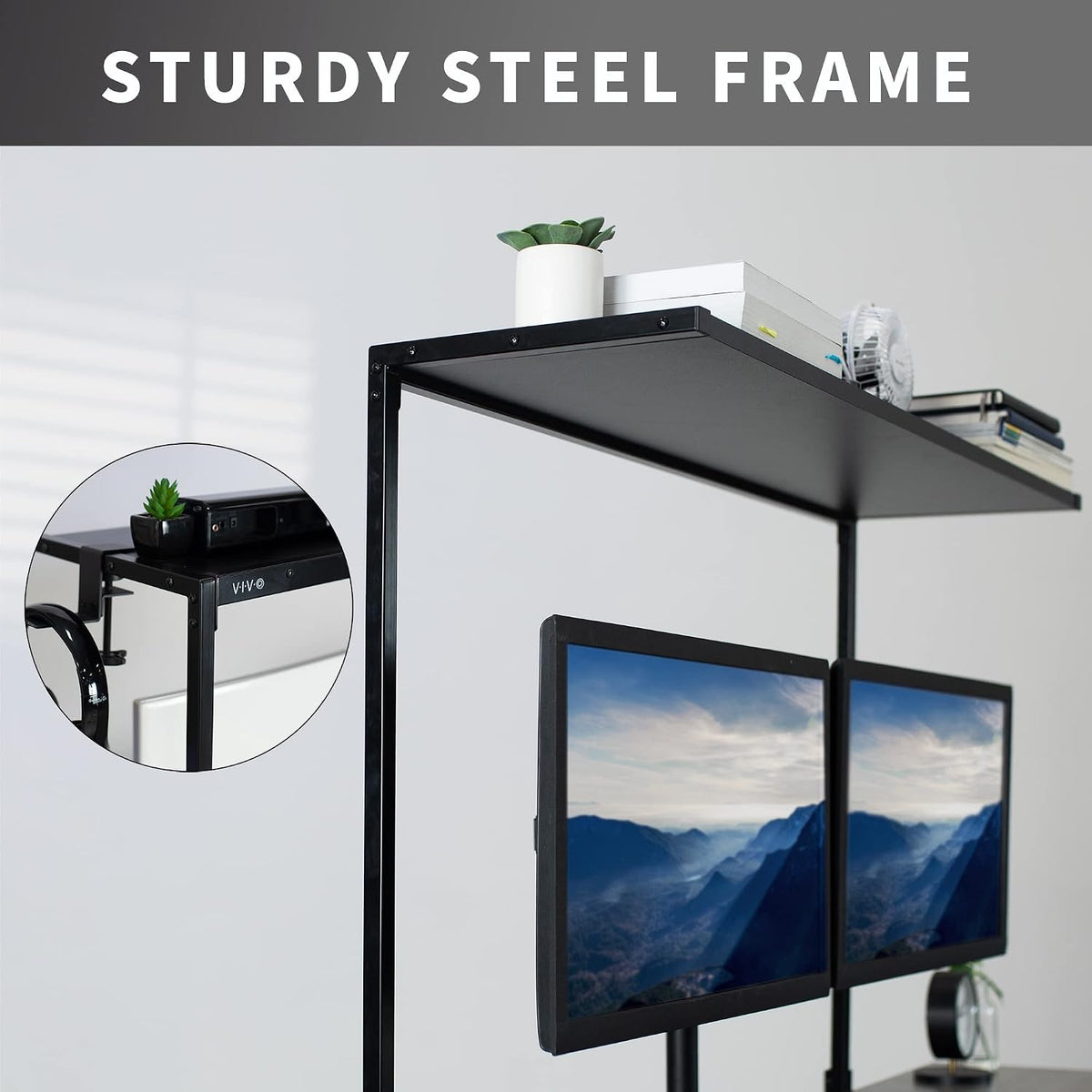 VIVO Clamp-on 42 in Overhead Desk Shelf Mount
