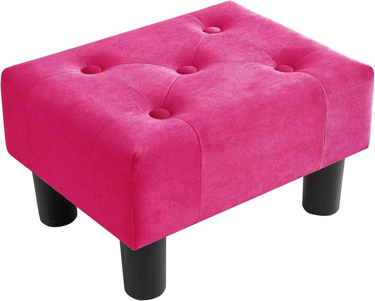 Poofzy Small Foot Stool Ottoman, Velvet Ottoman Foot Rest with Legs, Rectangl...