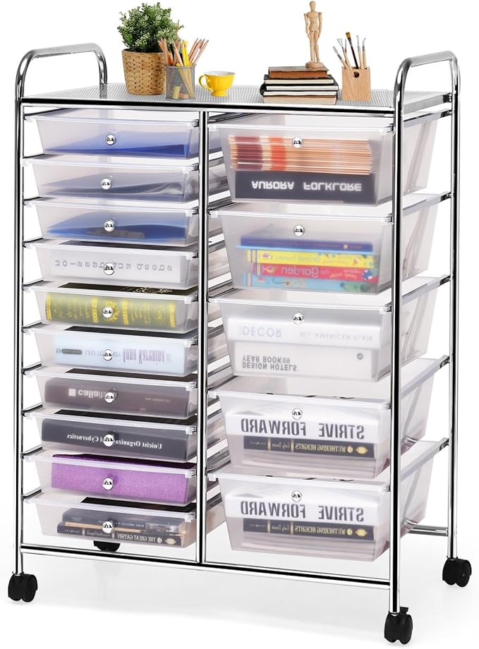 GLACER 15 Drawers Rolling Cart, Storage Cart by GLACERGrowupinhappiness