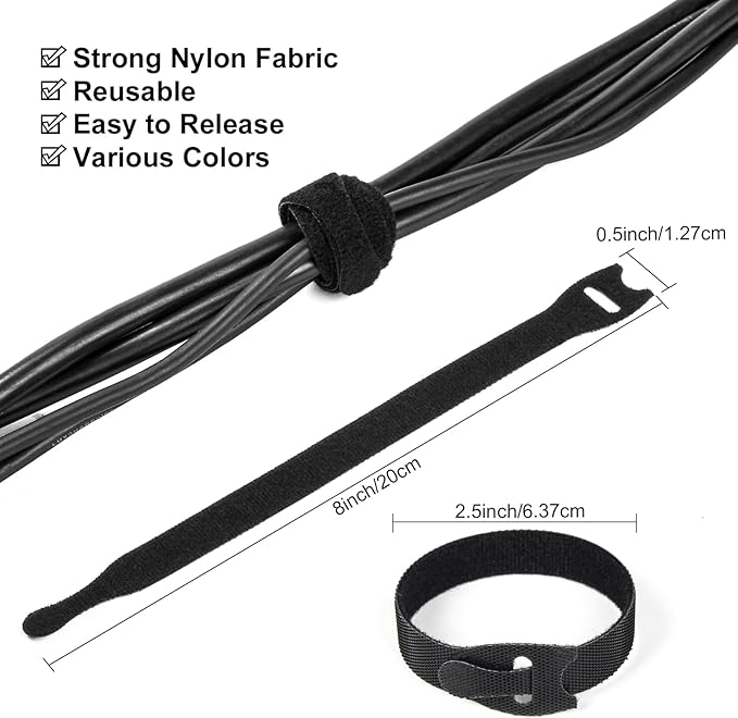 OneLeaf 110PCS Cord Organizer 8 × 1/2" Reusable Cable Ties - Image 2