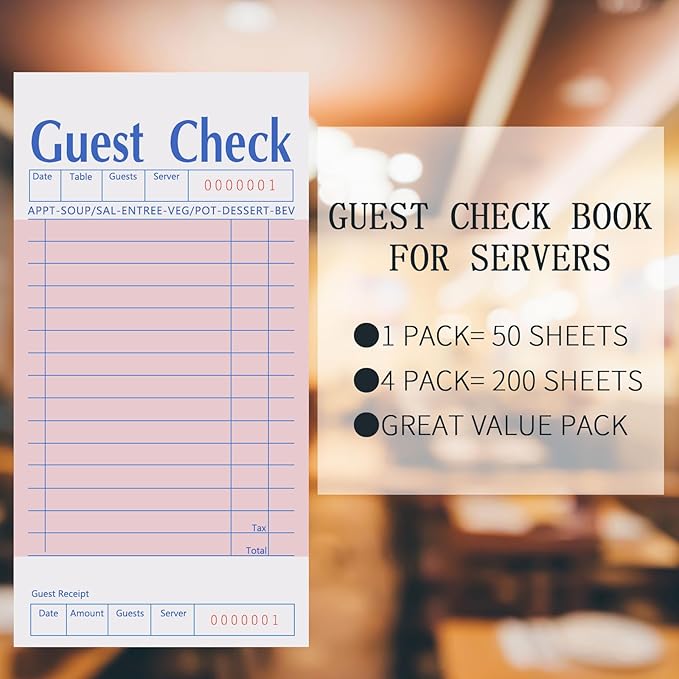 4 Pack Pink Guest Checks Books for Servers, Server Note Pads, Waiter Checkbook - Image 2
