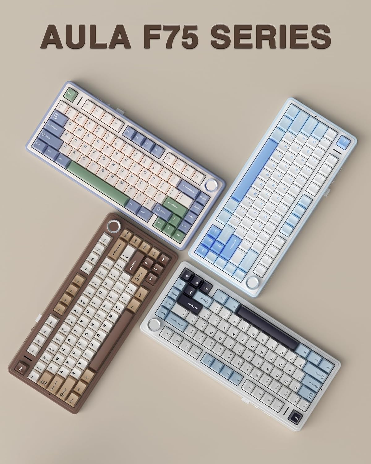 AULA F75 75% Wireless Mechanical Keyboard, Hot Swappable Creamy Keyboard, Pre...