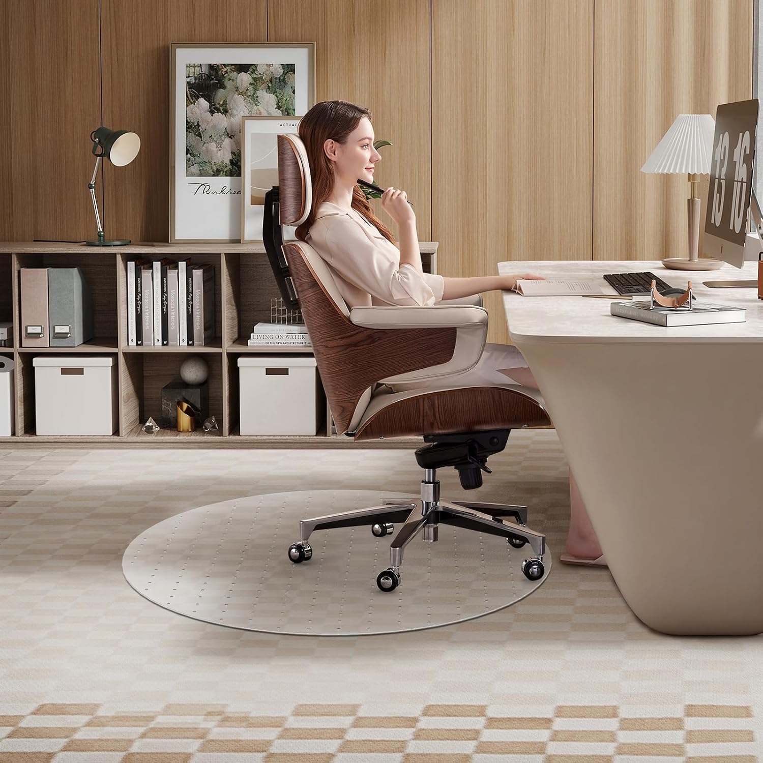 Office Chair Mat for Carpet, 36 Inch Round Chair Mat PVC Clear Chair Mat Easy Clean with Non-Slip Studded for Home Office Chair | Computer Desk Chair Mat, Rolling Carpet Chair Mats with Non-Slip Studded, Carpet Protector for Home Office Low Pile Carpet