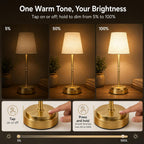 rechargeable cordless table lamp, nightstand to end table,gold,1, package contents