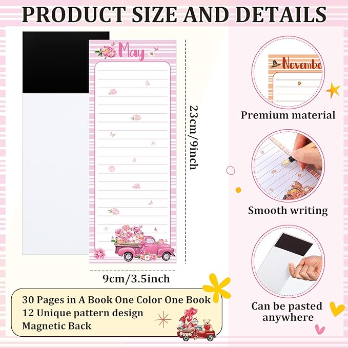 Eaasty 12 Pcs Seasonal Holiday Magnetic Notepads - Image 3
