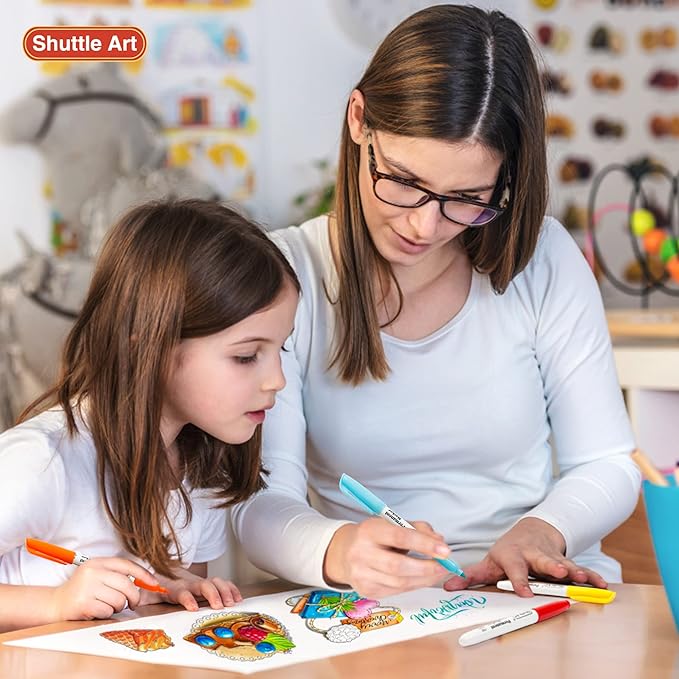 Shuttle Art 60 Colors Permanent Markers, Fine Point, Works on Plastic, Metal - Image 6