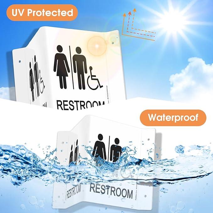 Faittoo Restroom Sign, Bathroom Signs, 4 Pack 6 x 8 Inches Acrylic Sign - Image 4