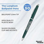 DISCOUNT PROMOS Custom Langham Ballpoint Pens Set of 50, Personalized Bulk Pack - Image 3