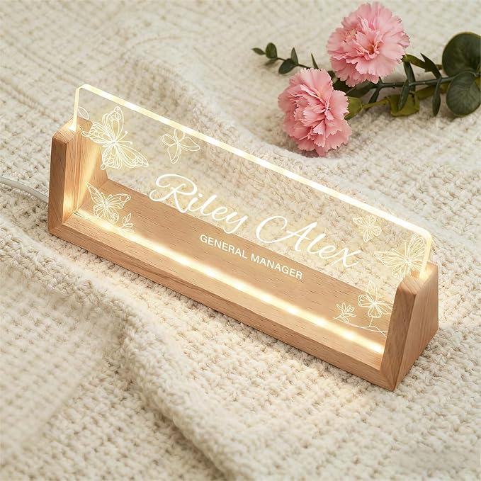 Acrylic Desk Name Plate Personalized, Custom Light Up Office Sign - Image 5