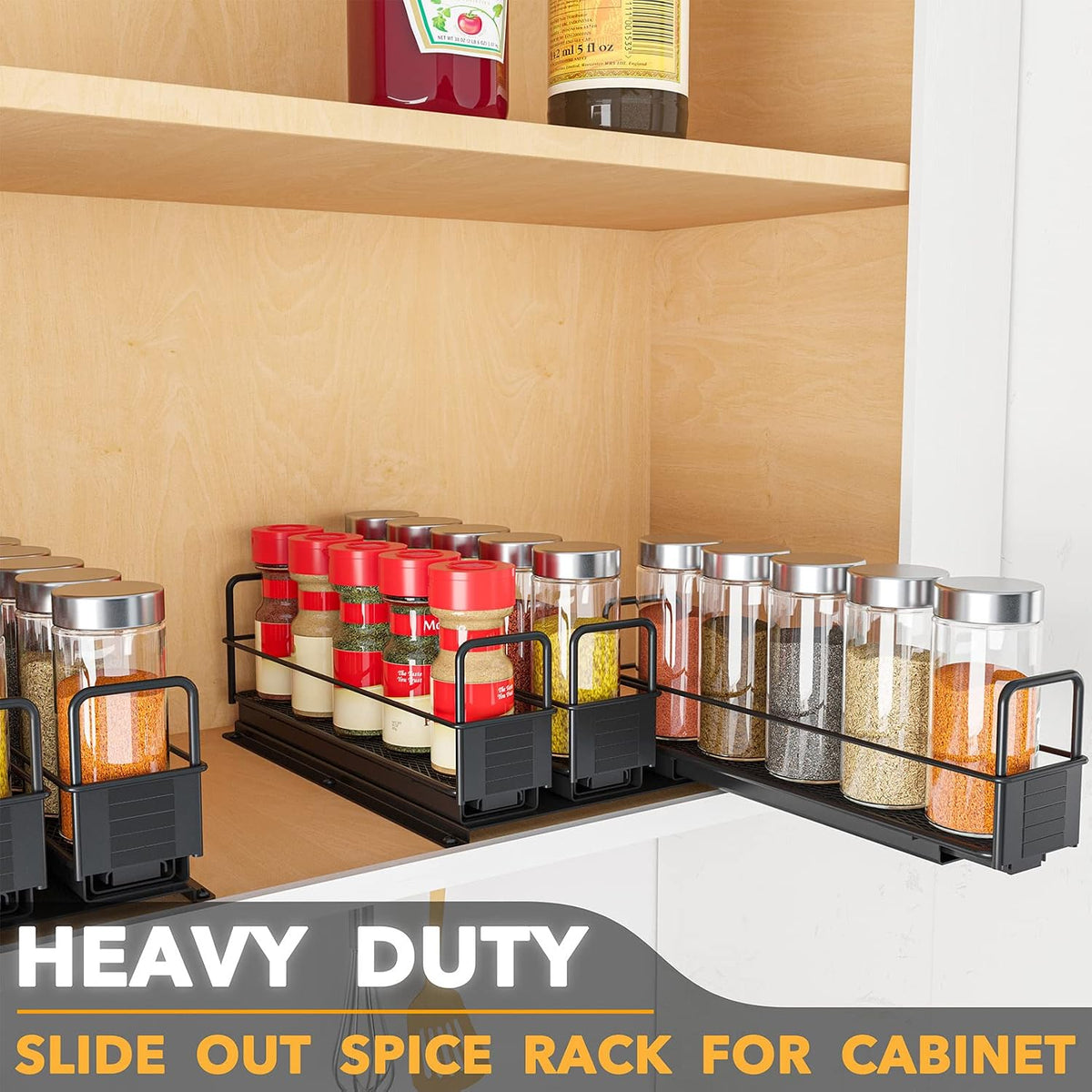 SpaceAid Pull Out Spice Rack Organizer for Cabinet, Heavy Duty Slide Out Seas...