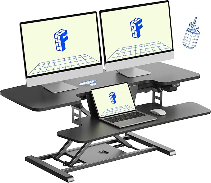 FLEXISPOT 42 inch Electric Motor Desk Converter, Height Adjustable Motorized by FlexiSpot