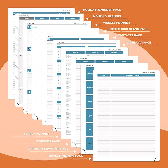 IN-LUXPRO Planner 2026 Daily Weekly and Monthly, 12 Months Spiral Bound - Image 5