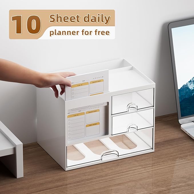 Marbrasse Desk Organizer with 3 Drawer, Desk Organizers and Accessories with 4 - Image 3