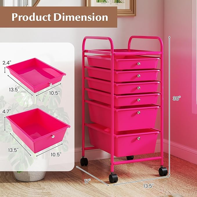 RELAX4LIFE 6-Drawer Rolling Storage Cart - Image 3