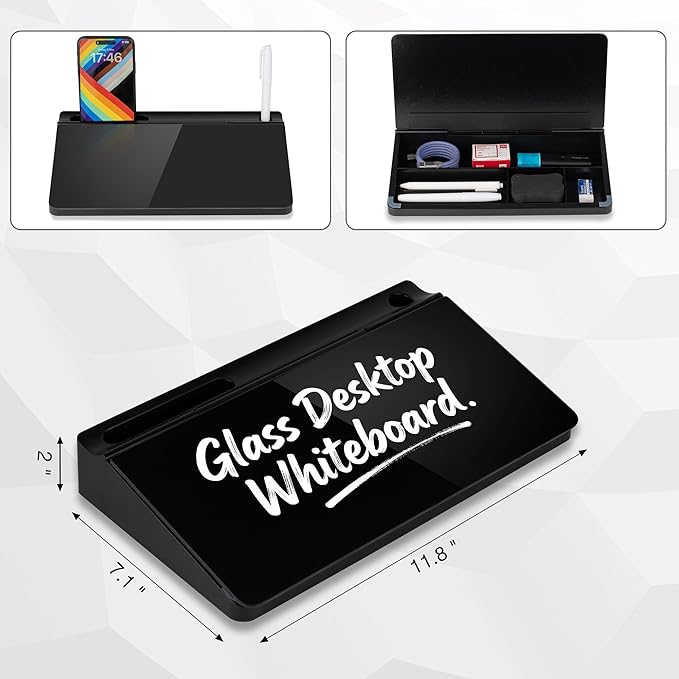 Small Glass Desktop Whiteboard 11.8×7”, Dry Erase Note Memo Board, Desk - Image 2