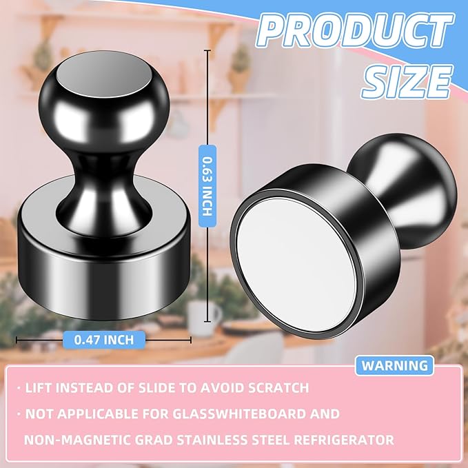 VNDUEEY 20Pcs Strong Fridge Magnets, Magnetic Push Pins, Strong Whiteboard - Image 6