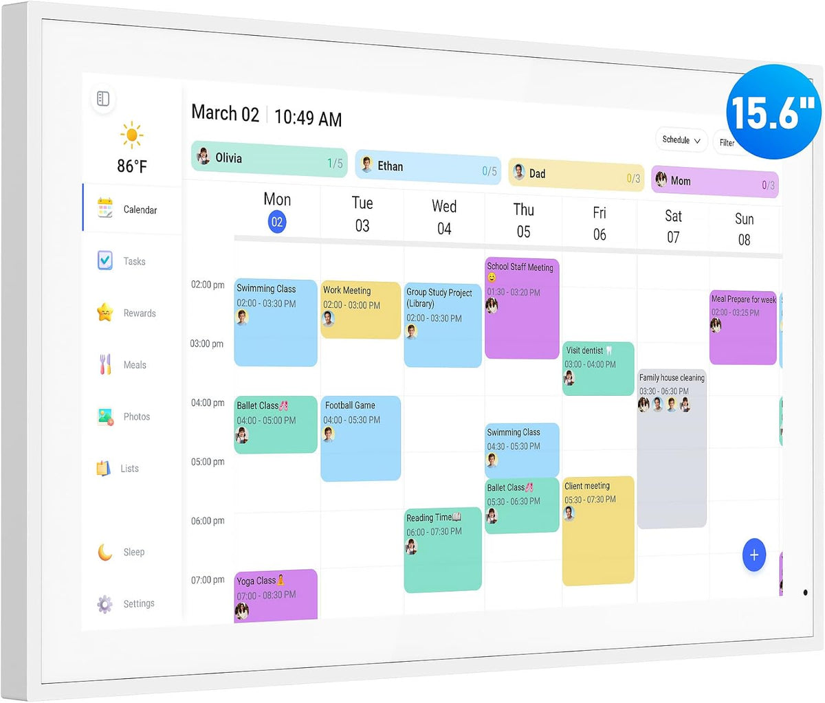 Digital Calendar, 15.6 Inch Wall Planner Electronic Calendar & Chore Char...