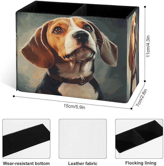 Famame Oil Painting Beagle Dog Pencil Holder - Image 3