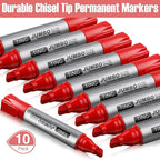 Fuutreo 10 Pack Jumbo Permanent Markers Bulk Large Chisel Tip Permanent Markers - Image 2