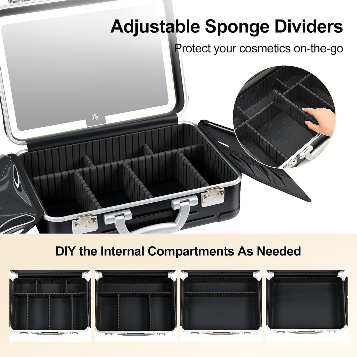 BEAUTY CASE Makeup Case with LED Mirror, 16 inch PC and Aluminum Shockproof H...