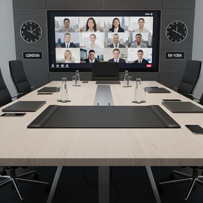 Dacasso Black Leather 38" x 24" Side-Rail Desk Pad - Image 4