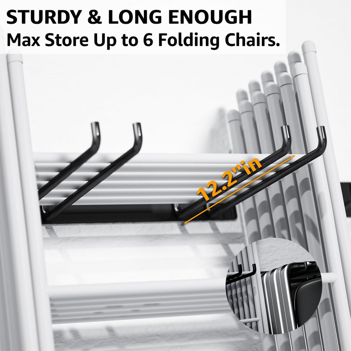 yyr folding chair storage rack, garden tool &, side view