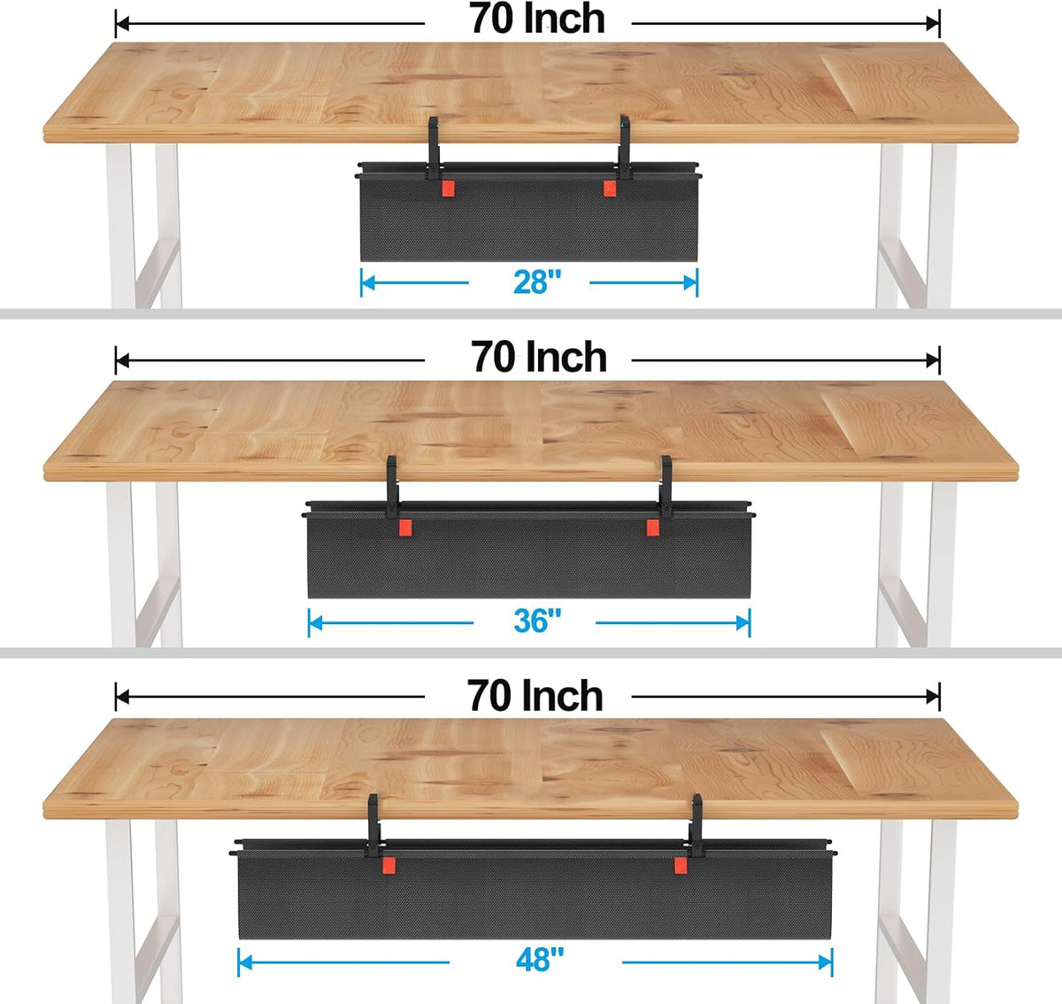 Heavy Duty Under Desk Cable Management Tray No Drill 36x5.5 inch