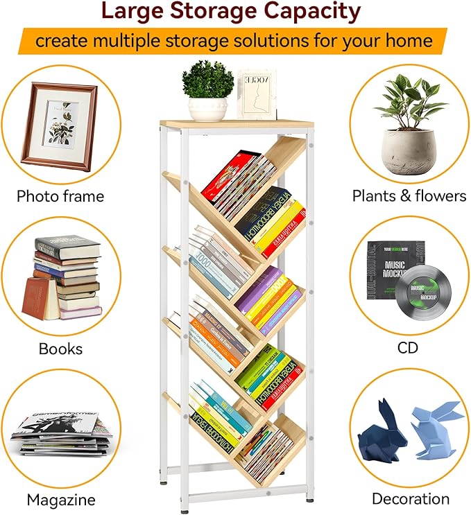 IBUYKE 9 Tier Tree Bookshelf, Floor Standing Wood Bookshelf - Image 9