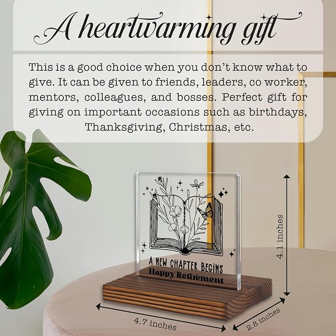 New Chapter Begins Retirement Acrylic Desk Sign, Inspirational Gift - Image 4