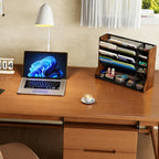 jakyitvi 5 tiers ironwood wall desk file holder, front angle view