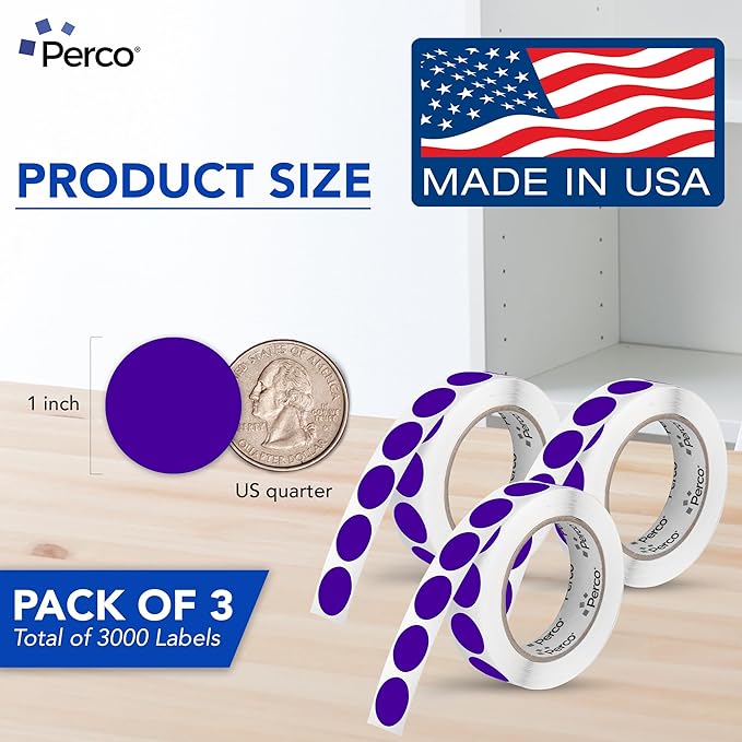 Perco Purple 1-Inch Round Circle Dot Sticker Labels - Image 2
