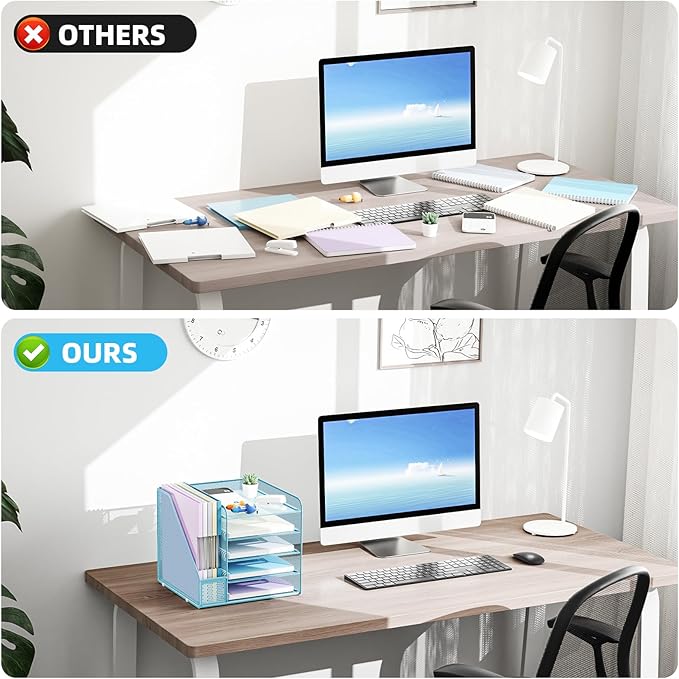 Marbrasse Desk Organizers and Accessories, 5-Tier Paper Letter Tray Organizer - Image 5