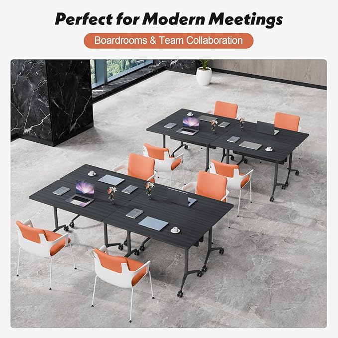 Goakwwuz Conference Room Table, Folding Conference Tables, Thicken Grey Tabletop - Image 6