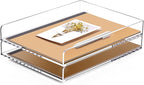 SANRUI 2 Tier Acrylic Stackable Paper Letter Tray, Vertical A4 File Desk by SANRUI