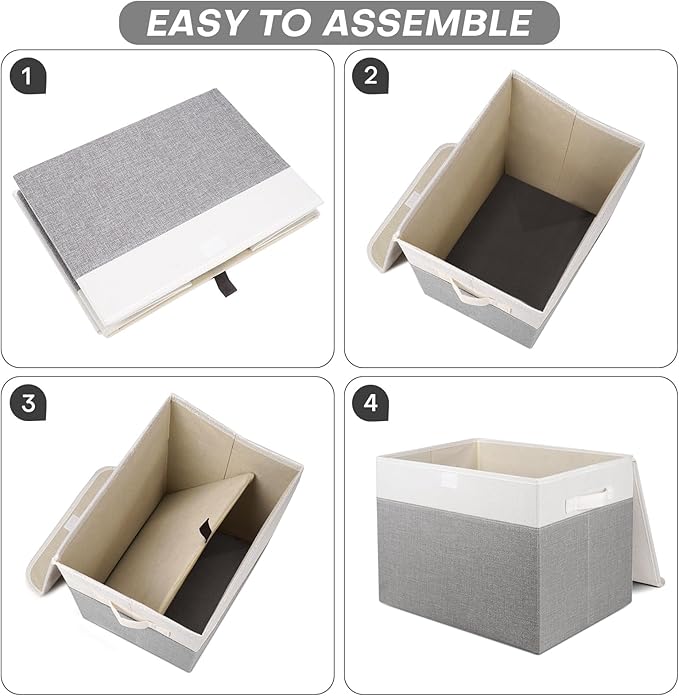 Bagnizer Large 22 Quart Linen Fabric Foldable Storage Bin Cube Organizer Basket - Image 3