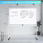 maxtek Rolling Whiteboard 72x40, Large Double-Sided White Board Dry Erase on - Image 2