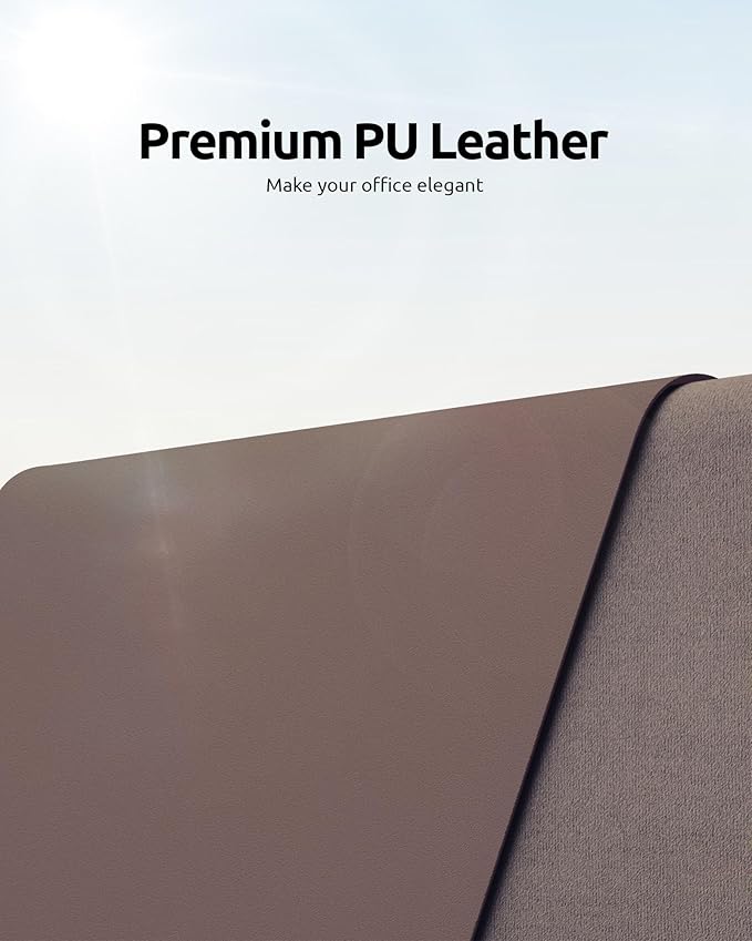 YSAGi Leather Desk Protector, Office Mat, Large Mouse Mat, Non-Slip PU Leather - Image 2