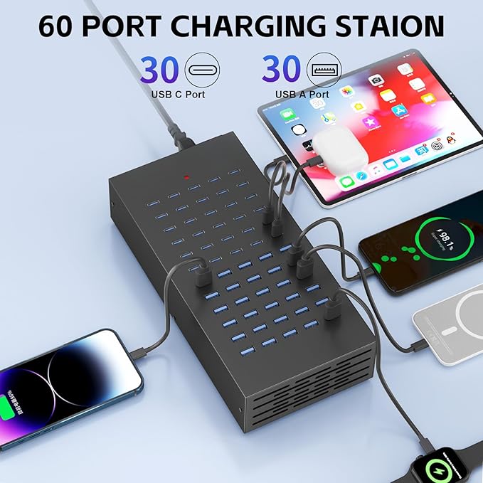 400W USB Charging Station, 60 Port USB C Charging Station - Image 2