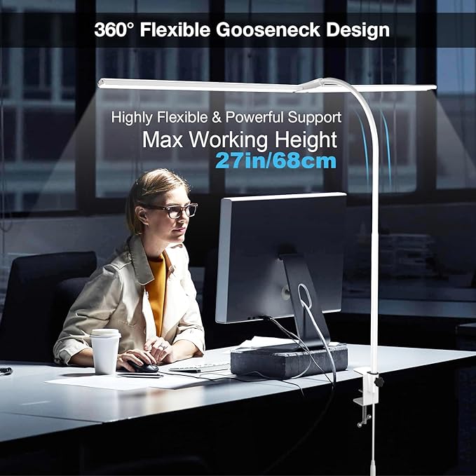 LED Desk Lamp, 31.5'' Wide Double Head Desk Lamps - Image 5