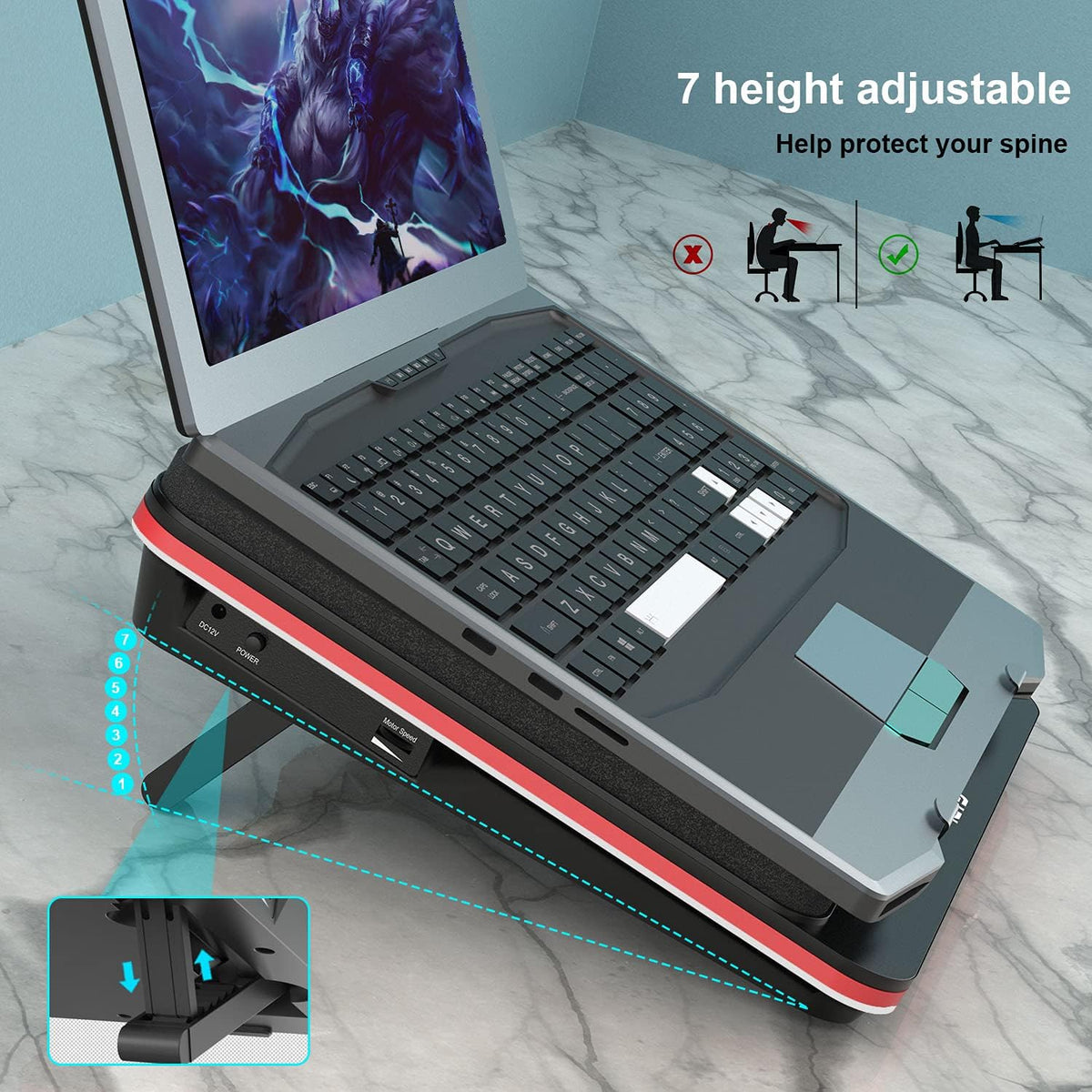 IETS GT500 Powerful Turbo-Fan (4200 RPM) Laptop Cooling Pad with Infinitely V...