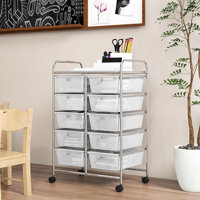 GOFLAME 10-Drawer Rolling Storage Cart, Art Craft Storage Organizer on Wheels - Image 9